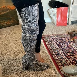 Marc Fisher thigh high snake skin looking boot 6.5